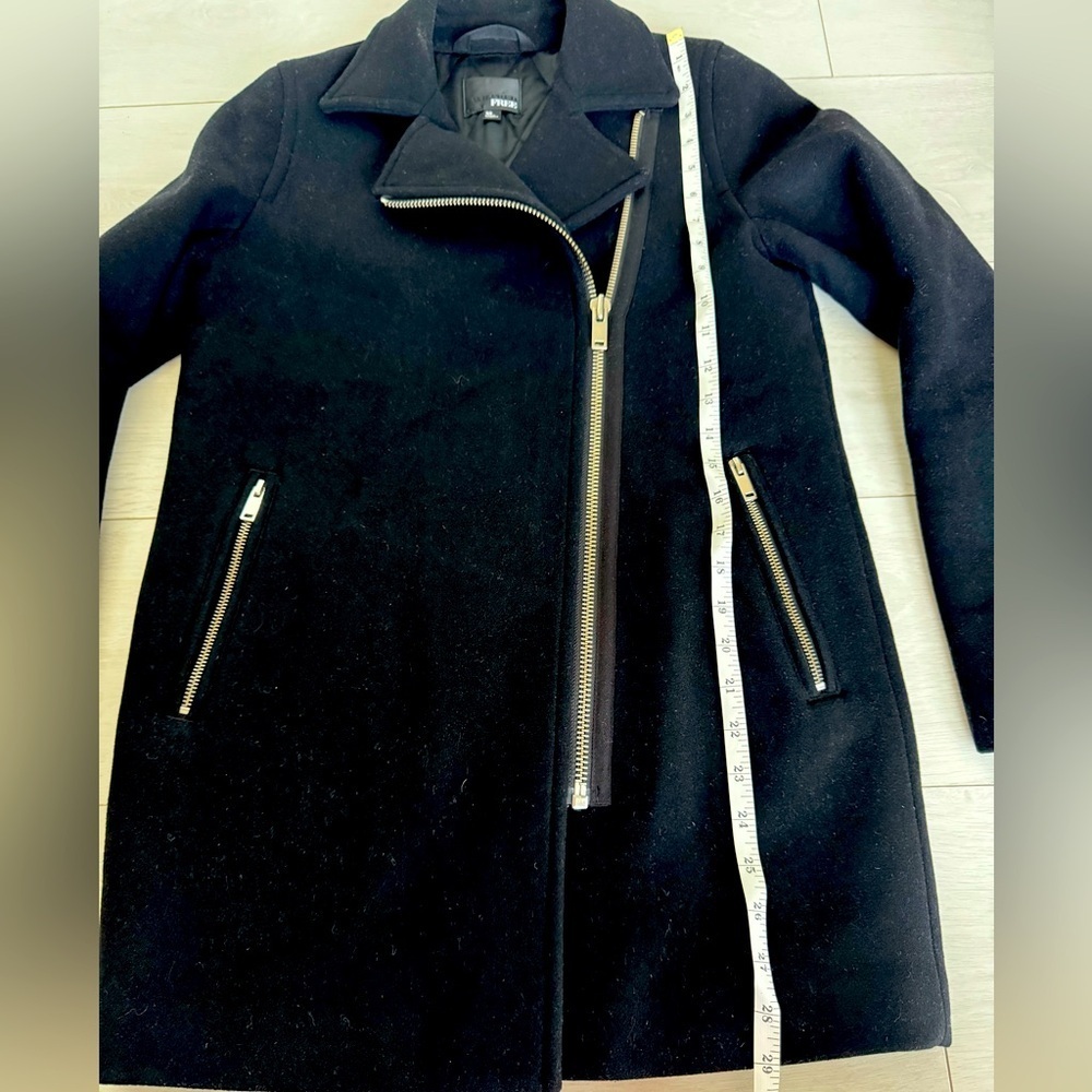 ARITZIA Wilfred Free Fei Wool Black Pea Coat Lined Moto Style Jacket - Picture 10 of 10